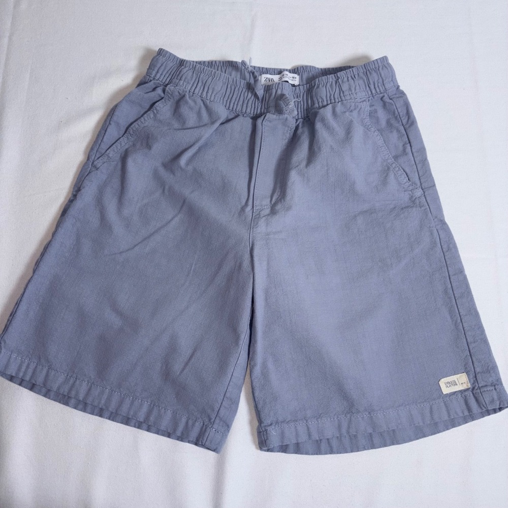 Zara Pull On Shorts 13-14 Blue Gray Excellent Cotton Elastic Waist 9959/685